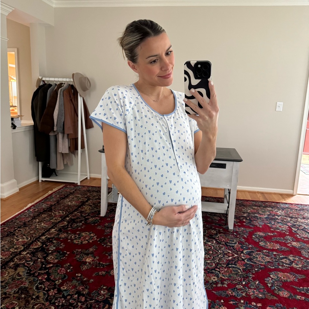 Women's Blue and White Pajama Dress